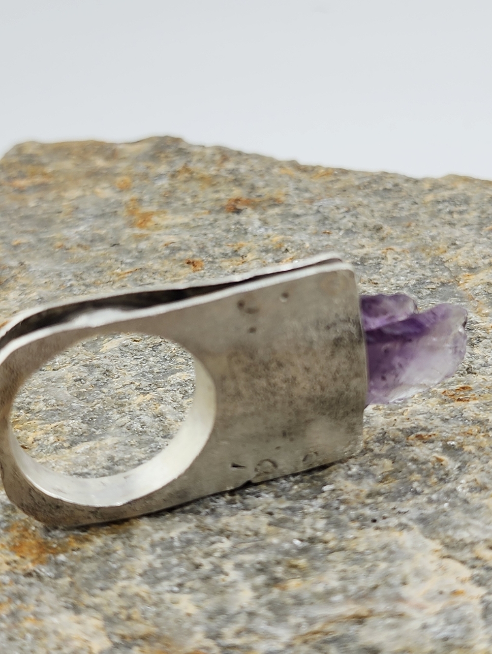 RAW AMETHYST STONE STATEMENT RING HANDMADE IN STERLING SILVER METAL SIZE 10 - Picture 8 of 14